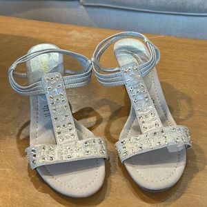 East 5th silver sandals / heels.
